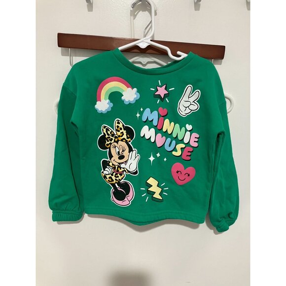 Disney Minnie Mouse Toddler Girls Pullover Sweater, Green Multi, Size 5T - Picture 1 of 3